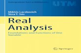 Miklós Laczkovich Vera T. Sós Real Analysis · Real Analysis Foundations and Functions of One Variable. Undergraduate Texts in Mathematics. Undergraduate Texts in Mathematics Series