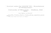 Lecture notes for MATH 770 : Foundations of Mathematics ...andrews/itai-770notes.pdf · Lecture notes for MATH 770 : Foundations of Mathematics — University of Wisconsin – Madison,