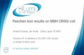 Paschen test results on MBH CR002 coil - Indico · However, the Paschen test is destructive, extrapolated Brkd on paschen curve at 1 atm might be lower after test campaign. Paschen