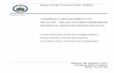 VERMONT DEPARTMENT OF HEALTH – SELECTED …Vermont Department of Health – Selected Bioterrorism Hospital Preparedness Grants: Concerns related to subrecipient monitoring and purchasing,