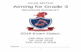 GCSE MATHS Aiming for Grade 3 - Haydock High School · GCSE MATHS Aiming for Grade 3 REVISION BOOKLET 2018 Exam Dates: 24th May 2018 7th June 2018 12th June at 2018 Name: _____ 2