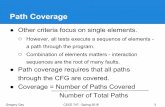 Path Coverage sequences are the root of many faults. Path ... · Upper bound on number of tests for branch coverage. Lower bound on number of tests for path coverage. Used to refactor