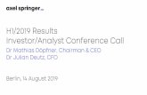 H1/2019 Results Investor/Analyst Conference Call · H1/2019 - Investor/Analyst Conference Call 14 August 2019 12 Lower organic revenue growth due to macro environment ‒Organic revenue