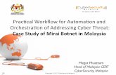 Prac%cal Workﬂow for Automaon and Orchestraon …...Copyright © 2017 CyberSecurity Malaysia Repor%ng System Honeynet Feeds Provider Foreign CERT Threat Intelligence Analysis by