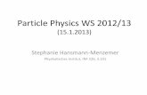 MKEP 1.2: Particle Physics WS 2012/13menzemer/PP... · Particle Physics WS 2012/13 (15.1.2013) Stephanie Hansmann-Menzemer Physikalisches Institut, INF 226, 3.101