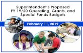 Superintendent’s Proposed FY 19/20 Operating, …...Superintendent’s Proposed FY 19/20 Operating, Grants, and Special Funds Budgets February 11, 2019 Agenda •City FY 17/18 Actual