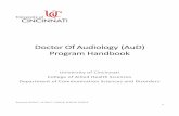 Doctor Of Audiology (AuD) Program Handbook Program... · 1 Doctor Of Audiology (AuD) Program Handbook University of Cincinnati College of Allied Health Sciences Department of Communication