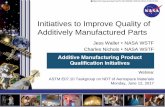 Initiatives to Improve Quality of Additively Manufactured ...€¦ · Coordinated by S. James (Aerojet Rocketdyne) and J. Waller (NASA WSTF) ASTM WK47031 Round Robin Testing (Leveraged)