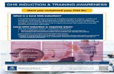 OHS INDUCTION & TRAINING AWARENESS · PDF file OHS INDUCTION & TRAINING AWARENESS Have you completed your OHS Re-What is a local OHS induction? A local OHS induction introduces personnel