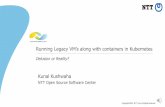 Running Legacy VM’s along with containers in Kubernetes · Kubernetes Custom Resource Definitions API • It enables to run VMs along with containers on existing Kubernetes nodes