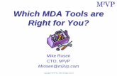 Which MDA Tools are Right for You? - OMG · Developer / Tester Code Generation Tool Model Transformation Tool Platform Specific Model Platform Independent Model § Tools are standards