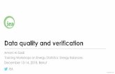 Data quality and verification - United Nations Economic ... · Checking for coherence –Monthly/quarterly data •Good quality monthly data can be a tool for data validation as well