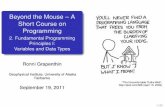 Beyond the Mouse – A Short Course on Programming · some languages, e.g. MATLAB, Shells, Perl are weakly typed: implicit type conversions (OR one type can be treated as another)