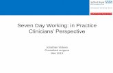 Seven Day Working: in Practice Clinicians’ Perspective · 54 bedded acute admissions unit used by all specialties Developing acute physician role Surgical SpR – resident on call