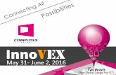 May 31- June 2, 2016 · 2016 @ Hall 3 Date –May 31st June 2nd 2016 (COMPUTEX Taipei: May 31st –June 4th 2016) Location TWTC Exhibition Hall 3 Exhibition InnoVEX (IOT, Big Data,