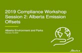 Compliance Workshop Session 2: Alberta Emission Offsets · Session 2: Alberta Emission Offsets. Topics • Offsets under TIER • Protocols • Offset Statistics and Trends • Alberta