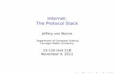 Internet: The Protocol Stacktcortina/15110f11/Unit11PtB.pdf · Hostnames Domain Name Service (DNS) É gets the IP address for a given name É over TCP or UDP (port 53) É protocol