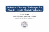 Emissions Testing Challenges for Plug in Hybrid Electric ...• PHV certification testing conducted by UC Irvine – Testing performed on Toyota Prius PHV “mule” vehicle – TestingTesting
