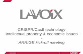 CRISPR/Cas9 technology Intellectual property & economic issues · CRISPR/Cas9 foundational patents 25/03/2018 2 Jinek… Doudna, Charpentier Epub June 28, 2012 use of CRISPR to cut