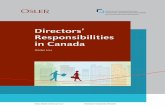 Directors’ Responsibilities in Canada · Directors Responsibilities in Canada Introduction 1 I. Duties of Directors 4 1. Function of the Board of Directors 4 (a) Manage versus Monitor
