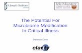 The Potential For Microbiome Modification In Critical Illness · • Methods: processing according to Earth Microbiome Project protocols ... –Ecological analysis showed persistence