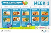 YOUR SCHOOL MENU WEEK 1 Picture Menus A4 Sep… · Roast chicken, roast . potatoes and gravy Cauliflower cheese with . tomato bread VEGETABLE OF THE DAY. Served with carrots and broccoli.