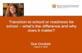 Transition to school or readiness for school what’s the ... · “school readiness does not reside solely in the child, but reflects the environments in which children find themselves”