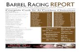 BARREL RACING REPORT16 Sheena Robbins $7,032 17 Lee Ann Rust $6,899 18 Kelly Alllen $6.838 19 PJ Burger $6,797 20 Mary Burger $6,398 Unofﬁ cial - Tabulated by the Barrel Racing Report