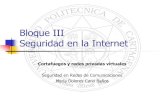 Bloque III Seguridad en la Internet · 2012-01-23 · Bloque III Seguridad en la Internet Cortafuegos y redes privadas virtuales Seguridad en Redes de Comunicaciones María Dolores