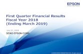 First Quarter Financial Results Fiscal Year 2018 (Ending March … · First Quarter Financial Results Fiscal Year 2018 (Ending March 2019) July 27, 2018 . 1 Disclaimer regarding forward-looking
