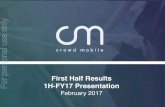Crowd Mobile Ltd - asx.com.au · Crowd Mobile 1H-FY17 Results Presentation 3 H1-FY17 Results | Record revenue, EBITDA & NPAT Revenue $21.5 million EBITDA $3.3 million NPAT $-0.9 million