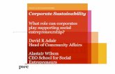 What role can corporates play supporting social ... · What role can corporates play supporting social entrepreneurship? David R Adair Head of Community Affairs Alastair Wilson CEO