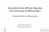 Insuficiència Mitral Aguda: On Encaixa el Mitraclip? · 2019-10-11 · • Acute severe MR is poorly tolerated during STEMI/NSTEMI • Mortality rate in different series around 40%.