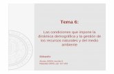 Tema 6Tema 6: Las condiciones que impone la dinámica demográfica y la gestión de los recursos naturales y del medio ambiente Bibliografía: Alonso (2000), lección 6 Requeijo (2001),