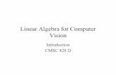 Linear Algebra for Computer Vision - UMIACSramani/cmsc828d/lecture4.pdf · Linear Algebra for Computer Vision Introduction CMSC 828 D . Outline • Notation and Basics • Motivation