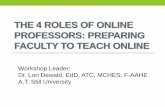 The Four Roles of Online Professors€¦ · The Status of Online Education •Enrollment in 1 + online courses increased from 1.6 million students in 2002 to 3.2 million in 2005 (Allen