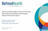 Pharma and Biotech M&A inGene & Cell Therapy: What’s Next ... ... Nov 2015 Undisclosed CAR‐T Jan 2016 Undisclosed Parkinson’s disease cell tpx Apr 2016 Undisclosed Pluripotent