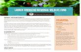 LAUREN TOWNSEND MEMORIAL WILDLIFE FUND ......Lauren was one of 13 victims killed in the shootings on April 20, 1999. Lauren worked at an animal hospital and loved everything from wolves