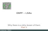 OSPF - LSAsNetwork LSA – Type 2 DR's IP address One Subnet mask for this broadcast segment List of Router-IDs of all routers in the ...