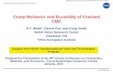 Creep Behavior and Durability of Cracked CMC€¦ · Pre-cracked MI SiC/SiC composites with Sylramic-iBN fibers and full CVI SiC/SiC composites with Sylramic-iBN and Hi-Nicalon-S