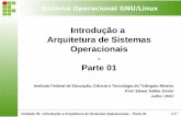 Introdução a Arquitetura de Sistemas Operacionais Parte 01 · Unidade 03 –Introdução a Arquitetura de Sistemas Operacionais – Parte 01 8/47 Sistema Operacional GNU/Linux Concorrência