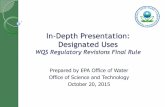 In-Depth Presentation: Designated Uses...In-Depth Presentation: Designated Uses WQS Regulatory Revisions Final Rule Prepared by EPA Office of Water Office of Science and Technology