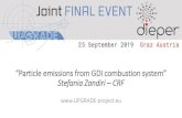 “Particle emissions from GDI combustion system” Stefania ... · 2 emissions of 15% for gasoline, with respect to the best equivalent size and torque engines on the market in 2015