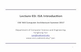 Lecture 03: ISA Introduc1on - GitHub Pages · Lecture 03: ISA Introduc1on CSE 564 Computer Architecture Summer 2017 Department of Computer Science and Engineering Yonghong Yan yan@oakland.edu