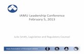 Iowa Association of Municipal Utilitiesarchive.iamu.org/conference/Leadership 2014/Julie Smith.pdf · Iowa Association of Municipal Utilities IUB Jurisdiction, cont. • SSB 3018,
