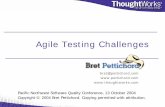Agile Testing Challenges - PrismNetwazmo/papers/agile_testing_challenges.pdfChallenge: Are Testers Obsolete? • With developers doing unit testing, do we still need to have “QA”
