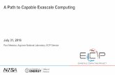 A Path to Capable Exascale Computing - MCS | Wordpresspress3.mcs.anl.gov/atpesc/files/2016/07/MessinaJul31.dinner.pdf · • Starting this year, the Exascale Computing Project (ECP)