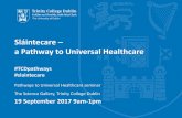 Sláintecare a Pathway to Universal Healthcare · Not just a presentation on Sláintecare Review of technical analysis to support achievement of UHC in Ireland 1. Technical work as