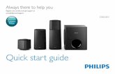 Always there to help you - Philips · Always there to help you Question? Contact Philips Quick start guide CSS5235Y_12_QSG_V4.0.indd 1 26/11/2015 5:05:16 PM. 1 SUB WOOFER L R 3 hrs