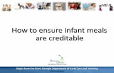 How to ensure infant meals are creditable€¦ · baby’s first year. Label must state “Iron or Iron-Fortified.” Previously, FNS provided a list of Iron-Fortified Infant Formulas
